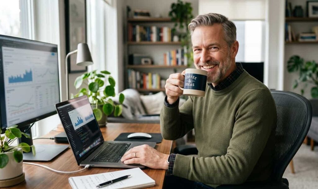 Senior professional working on a laptop in 2026