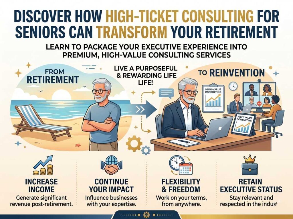 Discover how high-ticket consulting for seniors transforms retirement by packaging executive experience into premium services.