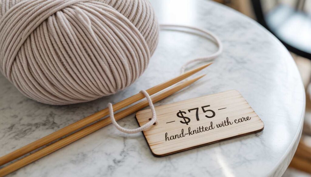 Premium hand-knitted wool scarf with a high-profit price tag
