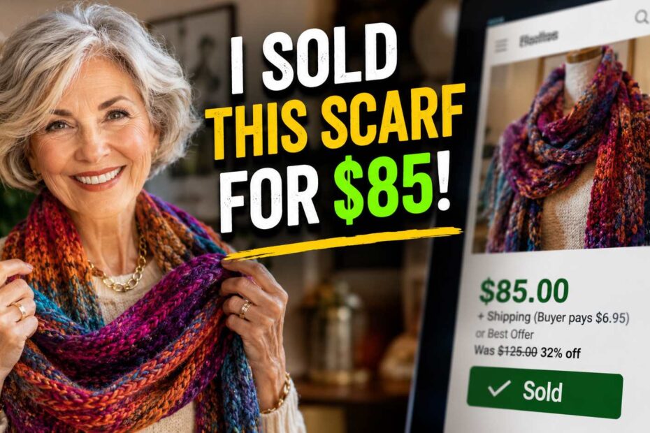 Senior woman selling handmade knits online successfully