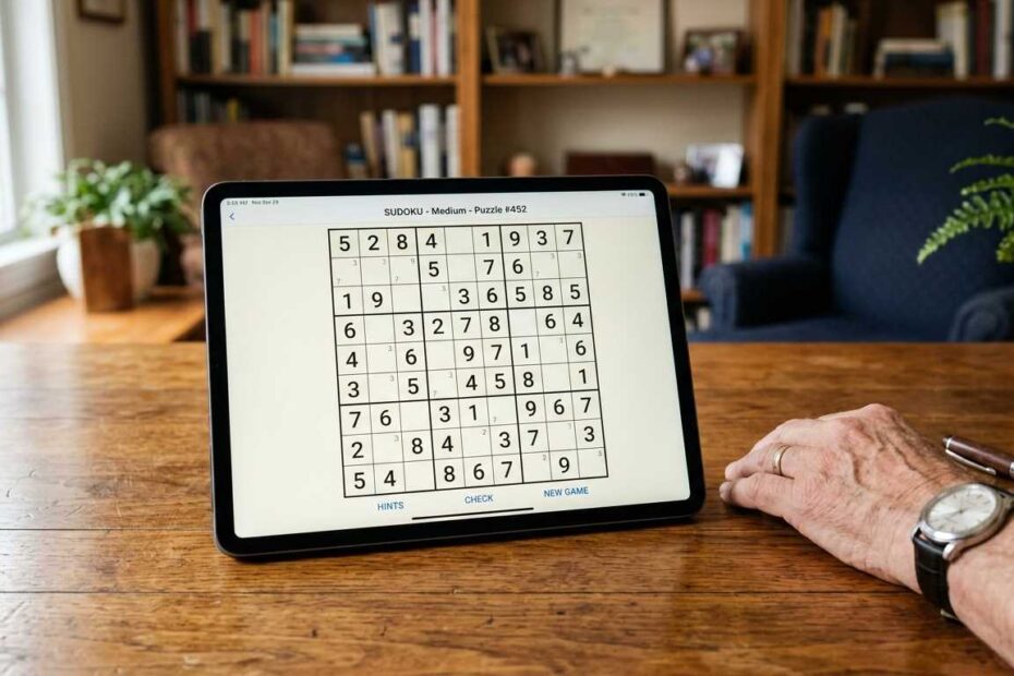 Daily high-contrast Sudoku puzzle for seniors to maintain mental focus for remote work.