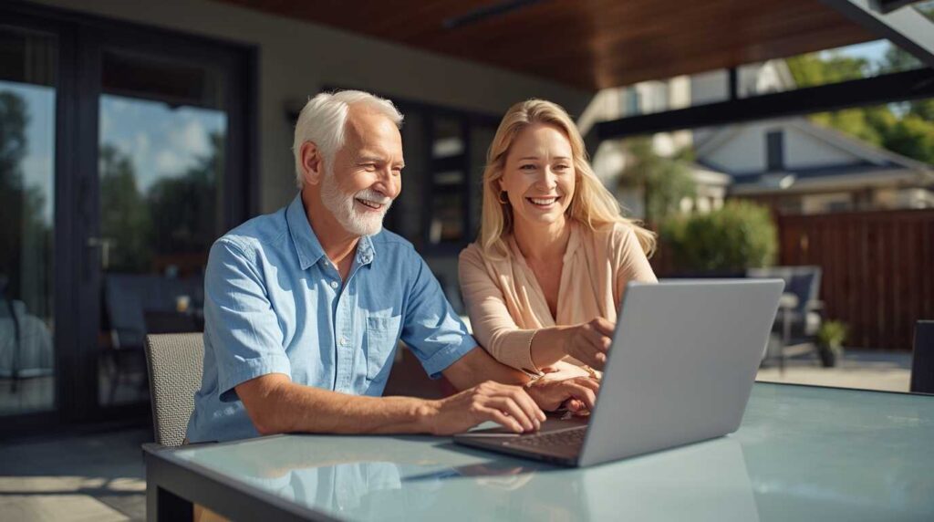 A retired professional earning income as a remote community manager for seniors.