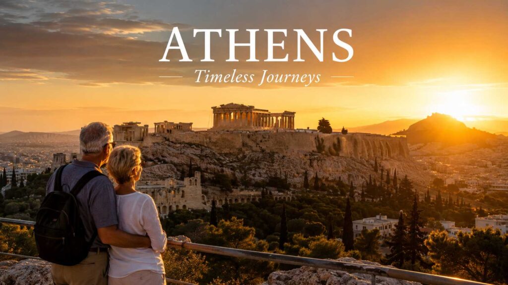 Comprehensive Athens travel guide for seniors featuring a stunning sunrise view of the Parthenon.
