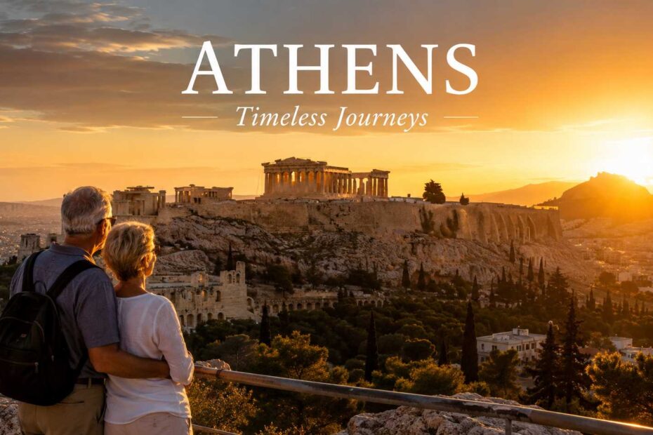 Comprehensive Athens travel guide for seniors featuring a stunning sunrise view of the Parthenon.