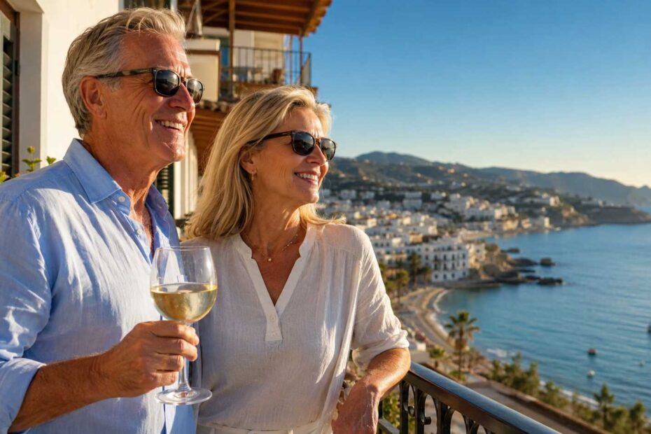 Complete retire in spain guide americans 2026 featured image showing a happy senior couple.