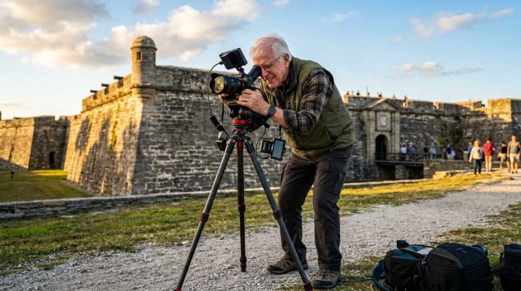 Senior photographer at the historic Castillo de San Marcos in St. Augustine.