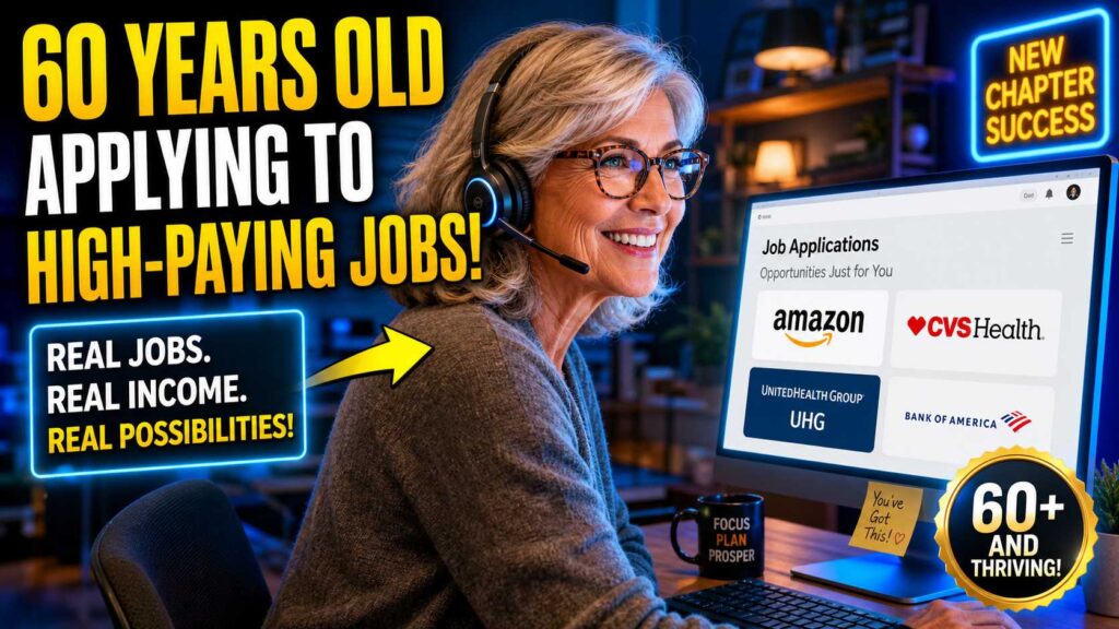 A diverse group of seniors working remotely for top hiring companies in 2026.