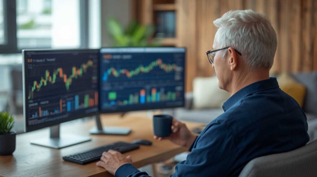 A senior professional successfully doing digital work part time in retirement for extra income.