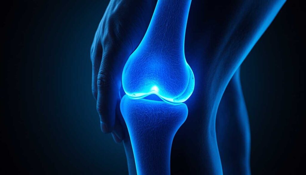 Close up of hands and knees during gentle yoga for arthritis.