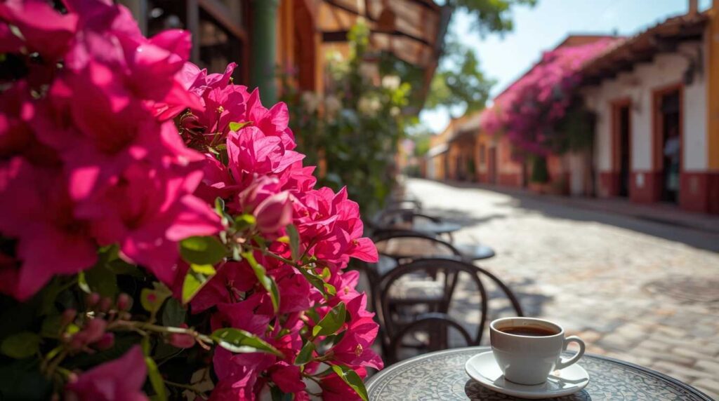 A cozy street cafe in a friendly Colombian neighborhood.